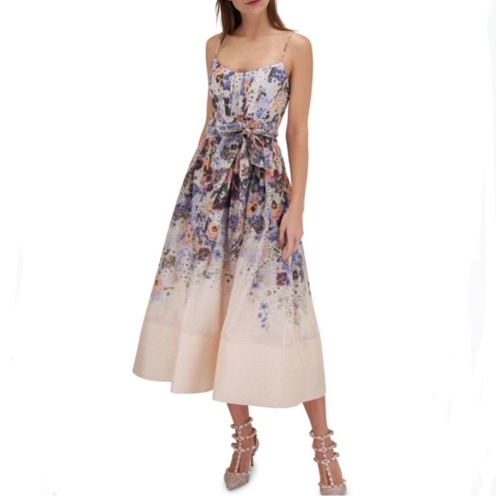 Zimmermann Floral Midi Dress - Purple and Cream